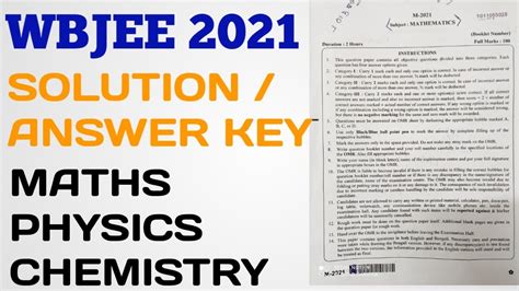 Wbjee 2021 Answer Key