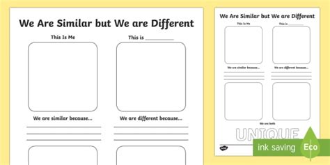 We Are All Similar And Different Lessons Worksheets Alike And Different Activities - Alike And Different Activities