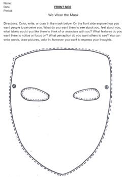  We Wear The Mask Worksheet - We Wear The Mask Worksheet