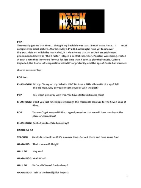 We Will Rock You Script