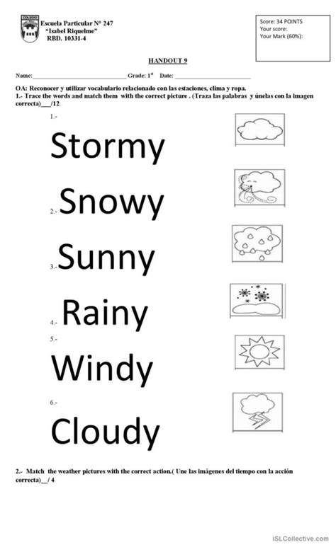 Weather 1st Grade English Esl Worksheets Pdf Amp Weather For 1st Grade - Weather For 1st Grade