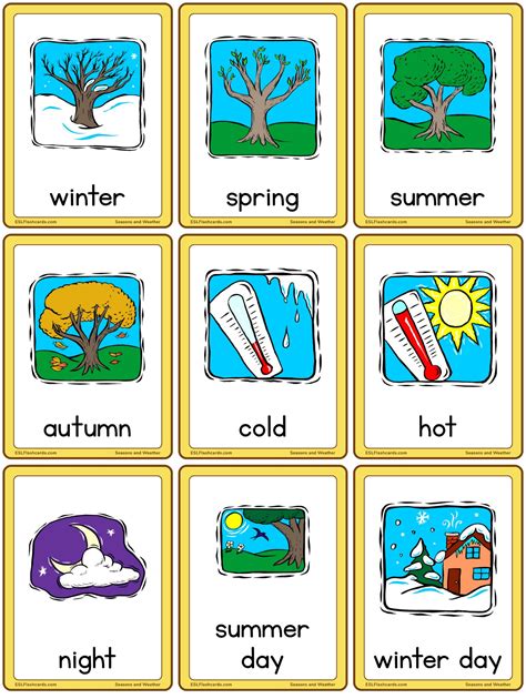 Weather Amp Seasons Printable Cards Prekinders Season Chart For Kids - Season Chart For Kids