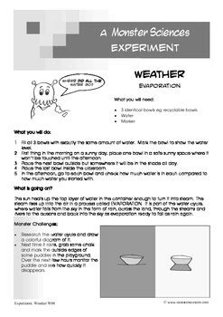 Weather Science Experiment Evaporation Monster Sciences Water Evaporation Science Experiment - Water Evaporation Science Experiment