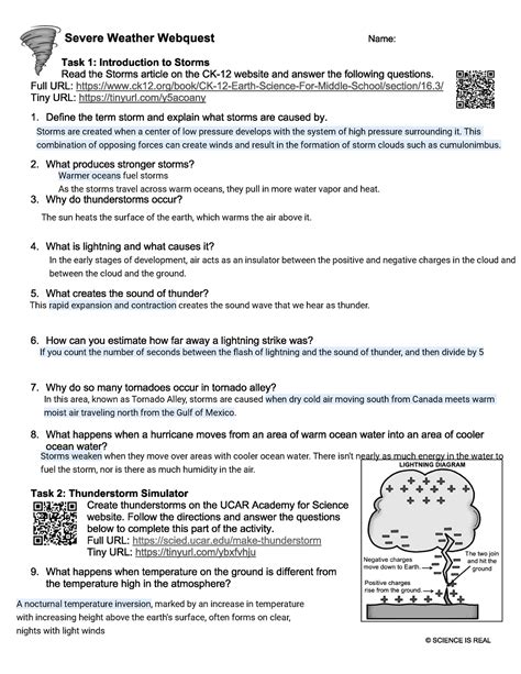 Weather Webquest Answer Key