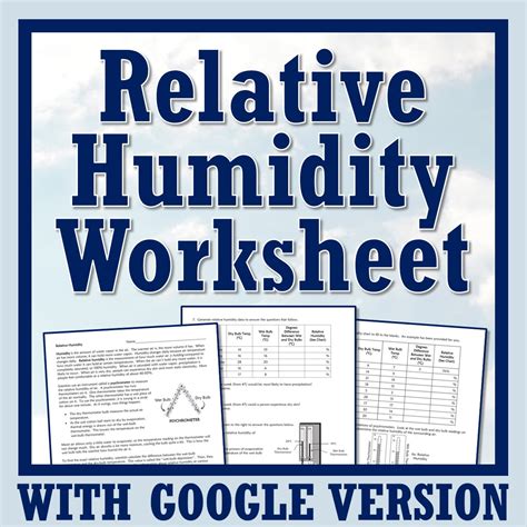 Weather Worksheet Relative Humidity Flying Colors Science Relative Humidity Worksheet - Relative Humidity Worksheet