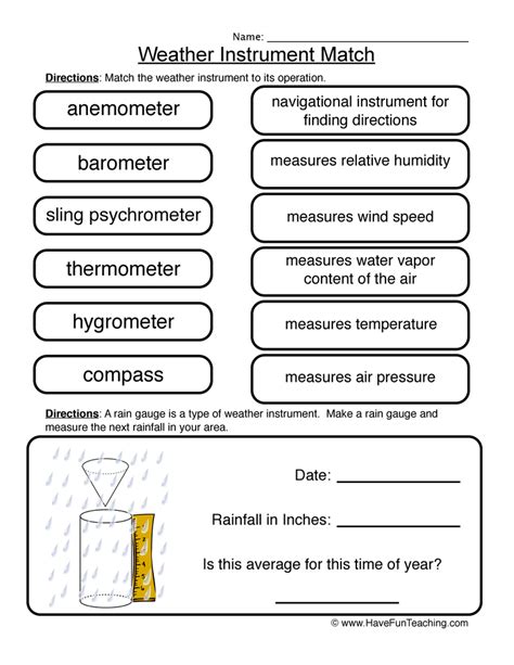 Weather Worksheets Weather Instruments Worksheet 8th Grade - Weather Instruments Worksheet 8th Grade
