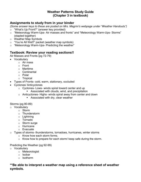 Download Weather Patterns Study Guide 