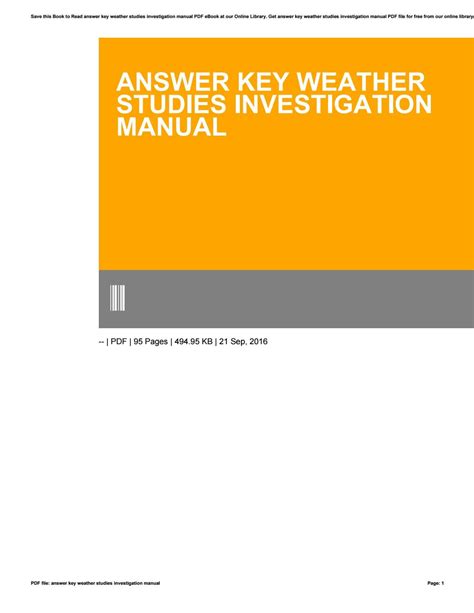 Read Weather Studies Investigation Manual Answer Key 