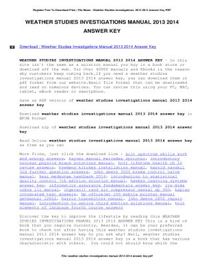 Read Weather Studies Investigations Manual 2013 2014 Answers 