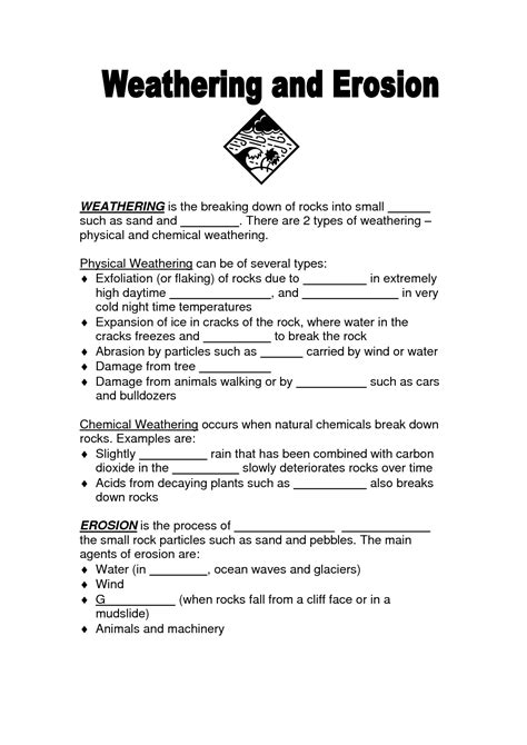 Weathering And Erosion Practice Worksheet With Answer Key Weathering And Erosion Worksheet Answer Key - Weathering And Erosion Worksheet Answer Key