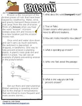 Weathering And Erosion Reading Comprehension Passage Printable Tes Rocks And Weathering Worksheet Answer Key - Rocks And Weathering Worksheet Answer Key