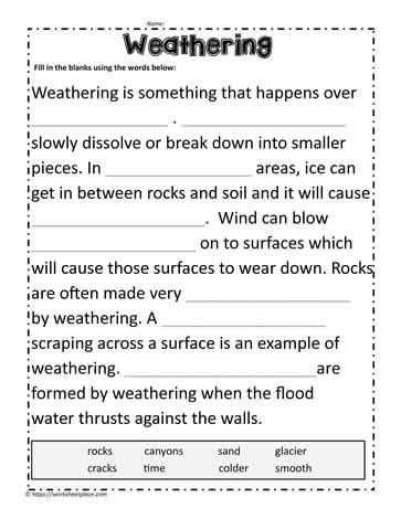 Weathering And Erosion Third Grade Worksheets Learny Kids Erosion Grade 3 Worksheet - Erosion Grade 3 Worksheet