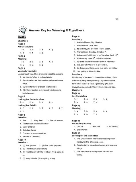 Weaving It Together 5 Answer Key