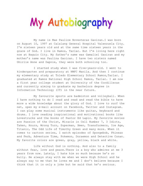 web autobiography students