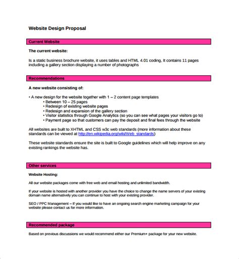 Web Design Proposal Sample Doc