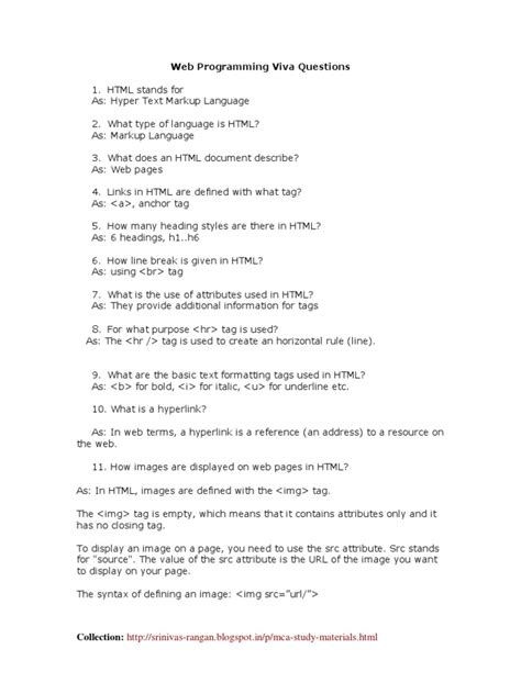 Web Technology Viva Questions