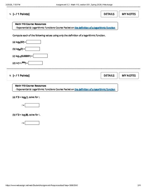 Webassign Answers Math 110