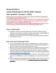 Webassign Ncsu