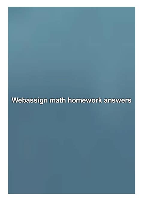 Read Webassign Answers Math 