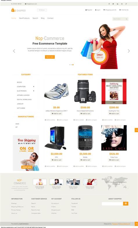 website for shopping, developed using opensource template