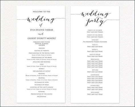 Wedding Ceremony Program Examples