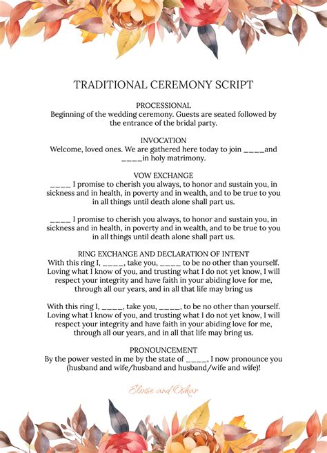Wedding Ceremony Script