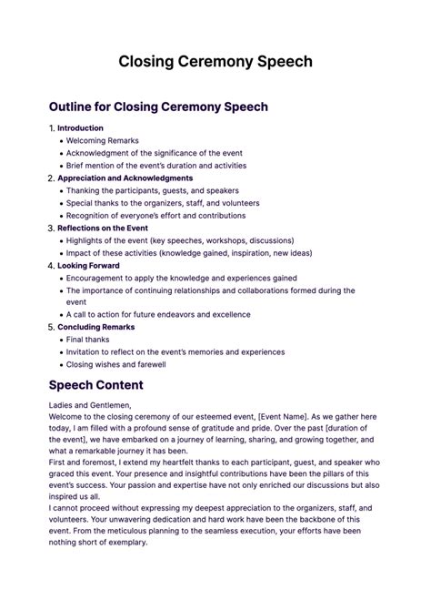 Wedding Closing Remarks Sample