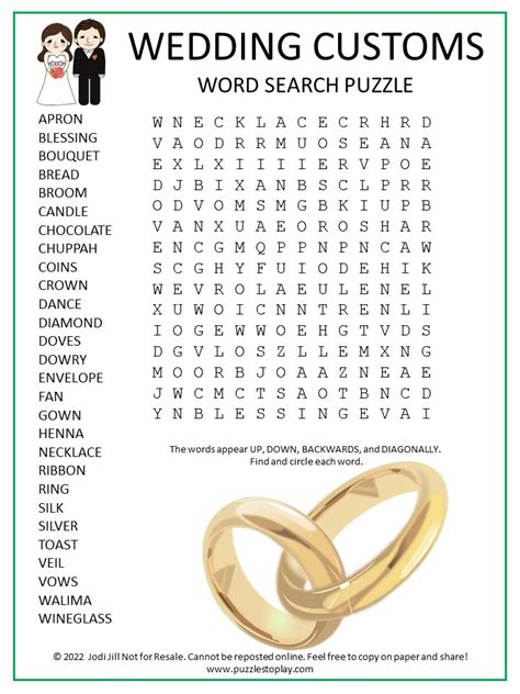 Wedding Customs Word Search Puzzle Puzzles To Play Childrens Wedding Word Search - Childrens Wedding Word Search
