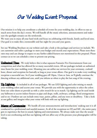 Wedding Event Proposal Sample