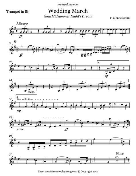 wedding march from a midsummer s night dream note