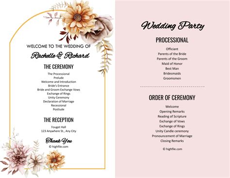 Wedding Party Program Sample