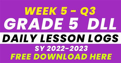 Week 5 Grade 5 Daily Lesson Log Q3 3rd Grade Daily 5 - 3rd Grade Daily 5