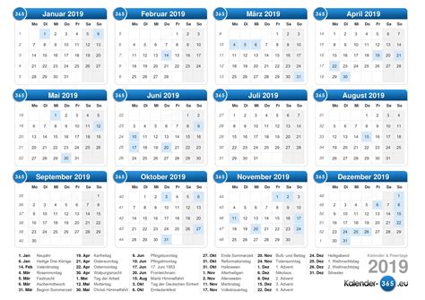Week Kalender 2019