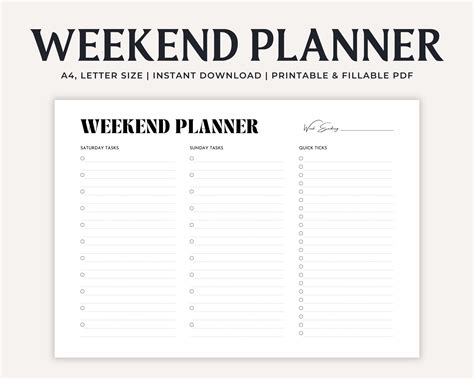 Weekend Planner Printable