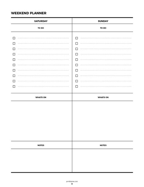 Weekend Planner Template 2013