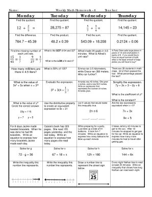 Weekly Math Review Q3 8 Worksheets Kiddy Math Weekly Homework Sheet 4th Grade - Weekly Homework Sheet 4th Grade