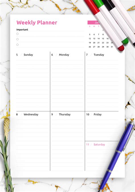weekly planner pdf