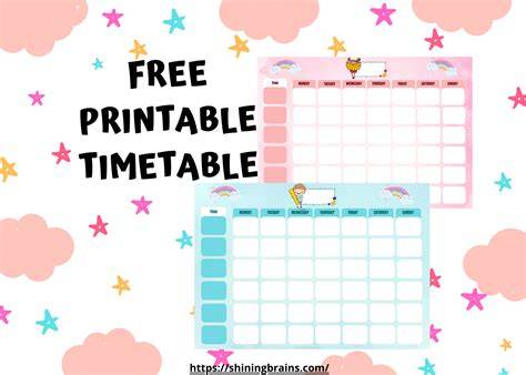 weekly timetable template for kids