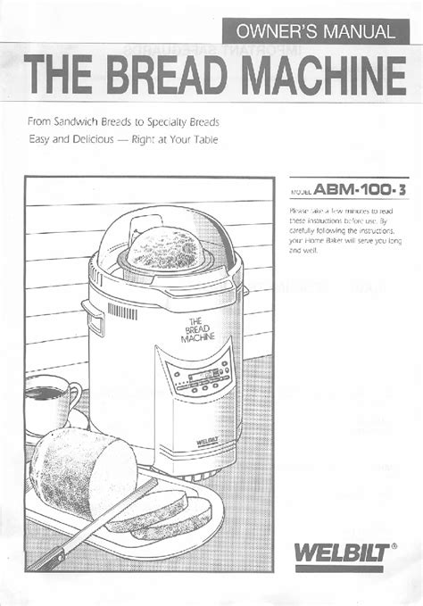 Read Welbilt Bread Machine Abm 100 3 Manual File Type Pdf 