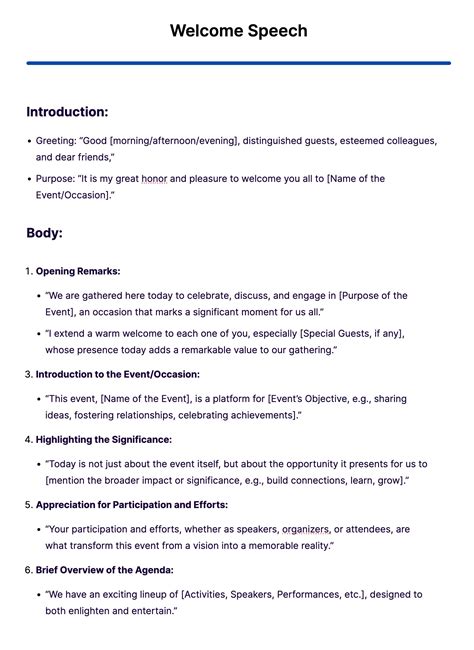 Welcome Speech Sample For Training
