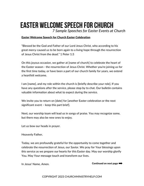 Read Welcome Speech For Church Easter Program 