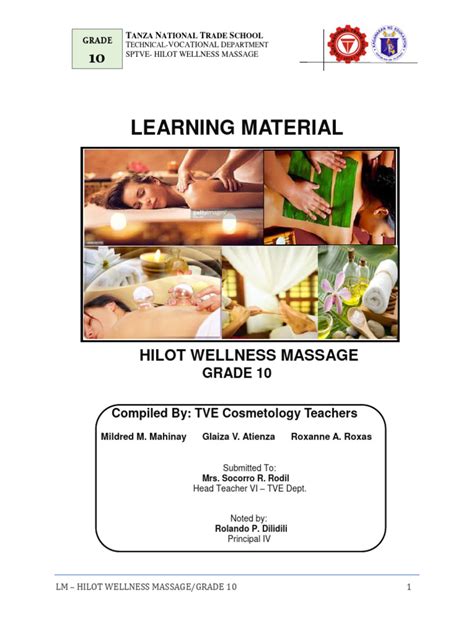 Wellness Massage Learning Module In T L E Grade 10