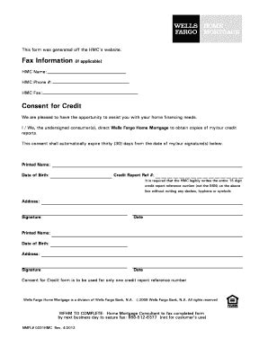 Wells Fargo Consent Form