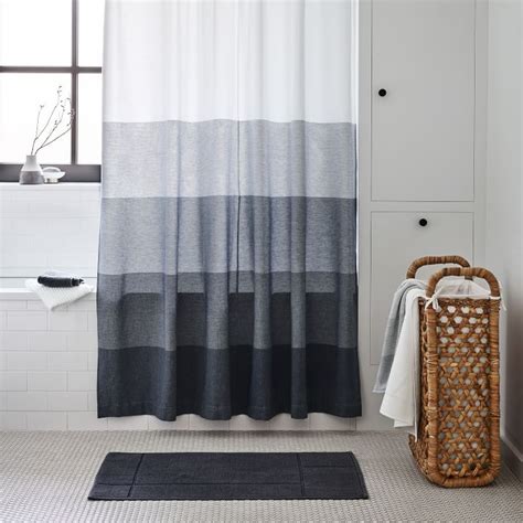 west elm Organic Dobby Ombre Shower Curtain - Indigo