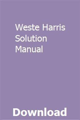Read Weste And Harris Solution Manual 