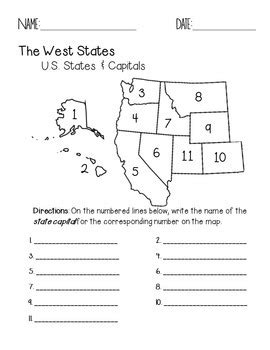 Western States And Capitals Worksheet   West Region Map And Capitals Worksheets Amp Teaching - Western States And Capitals Worksheet