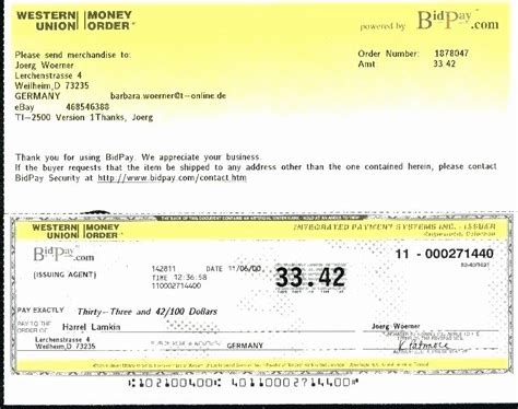 western union fake receipt