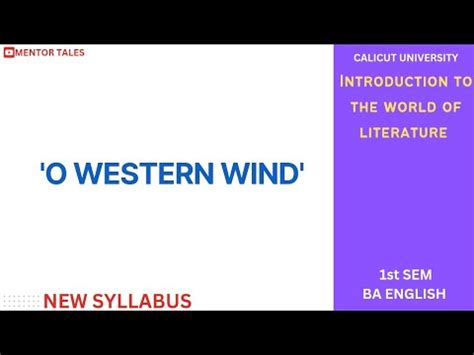 Western Wind An Introduction To Poetry