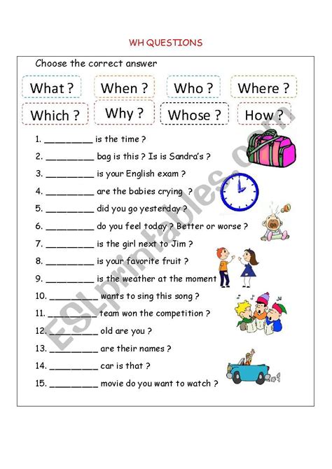 Wh Questions English Esl Worksheets Pdf Amp Doc Wh Question Worksheet - Wh Question Worksheet