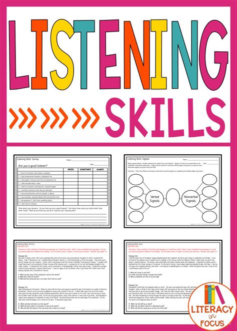 what are the 5 listening skills worksheet